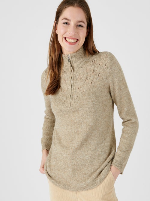 Pull col zippé mélange alpaga - Damart - Kiabi