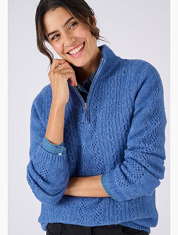 Pull col zippé mélange alpaga - Damart
