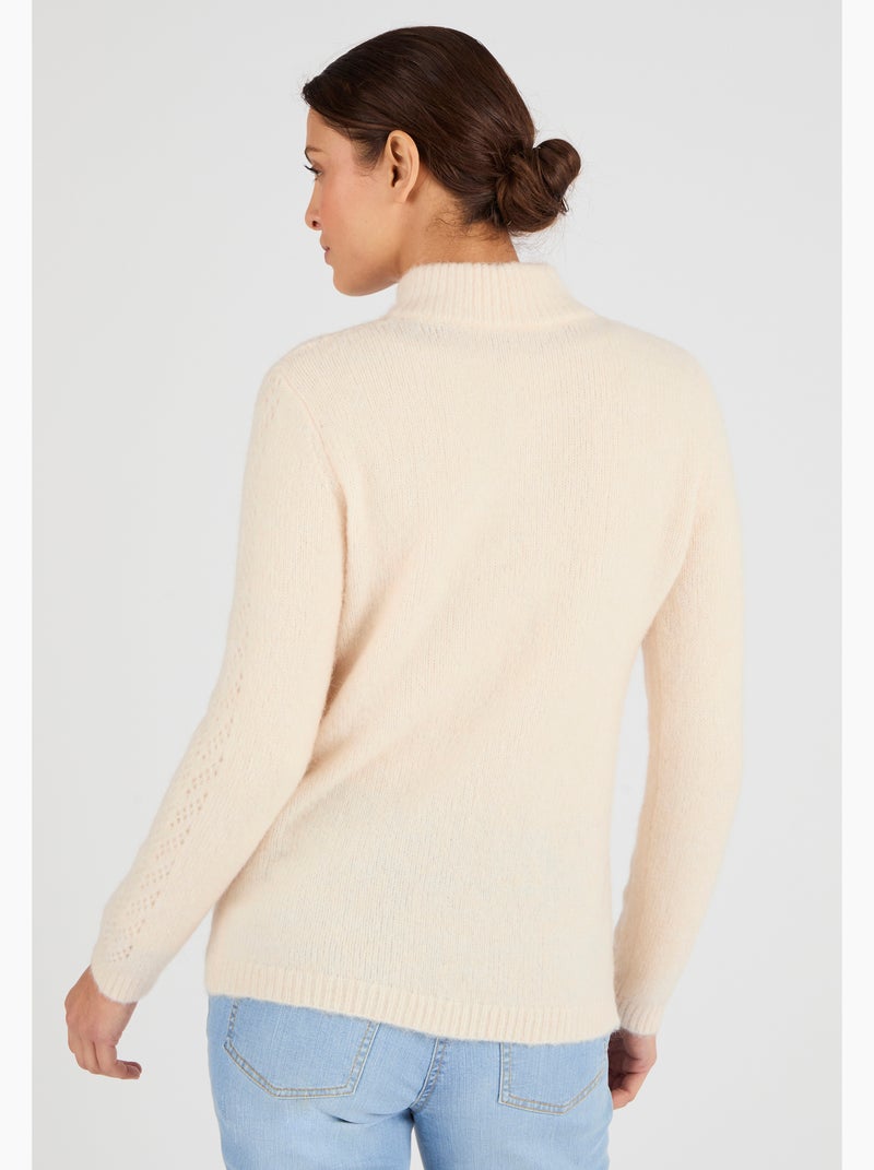 Pull col zippé mélange alpaga - Damart Marron - Kiabi