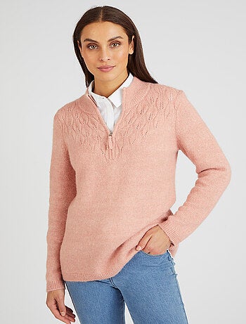 Pull col zippé mélange alpaga - damart
