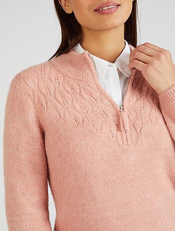 Pull col zippé mélange alpaga - damart