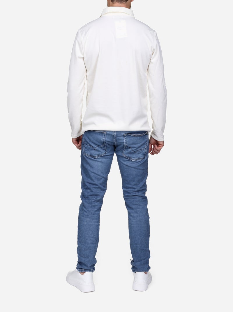 Pull colo polo zippé Blanc - Kiabi