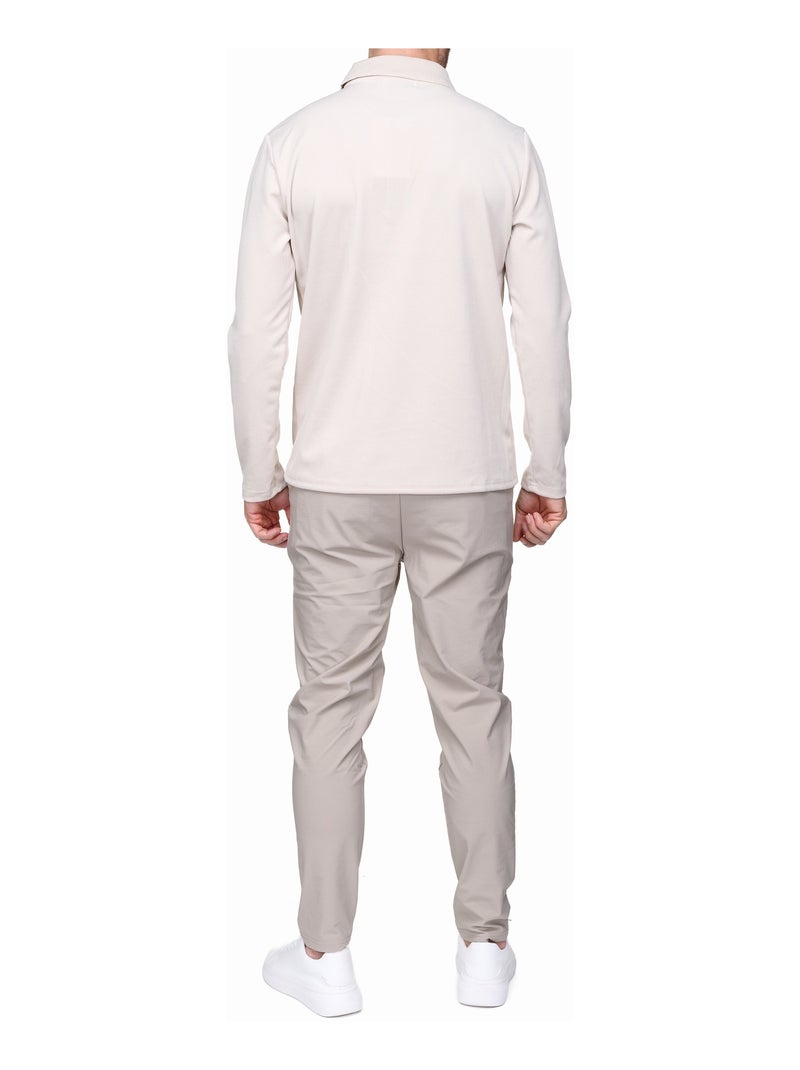 Pull colo polo zippé Crème - Kiabi