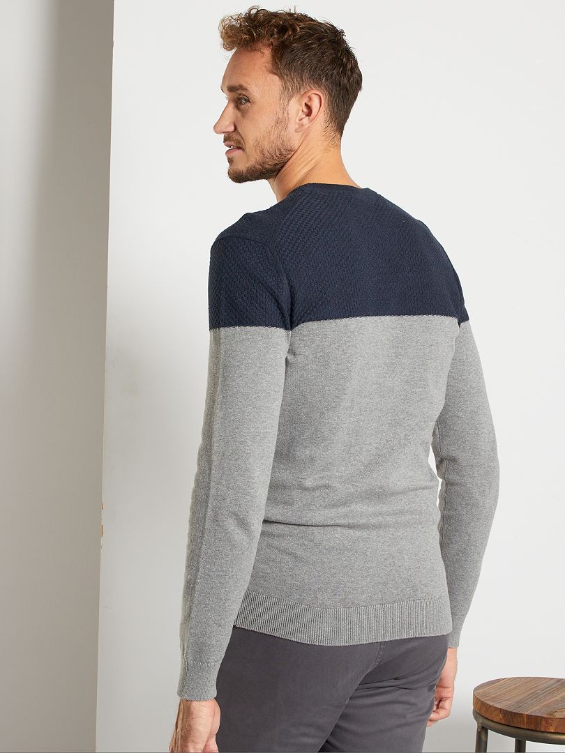 Pull Colorblock Pull color block +1m90 - bleu marine/gris - Kiabi - 20.00€