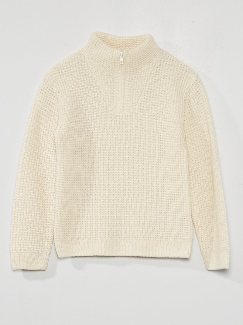 Pull coloré col camionneur Blanc - Kiabi