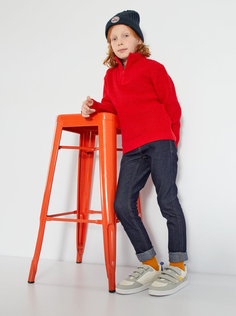 Pull coloré col camionneur Rouge - Kiabi