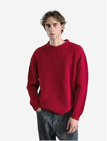 Pull comfort fit en maille côtelée à col rond giesto