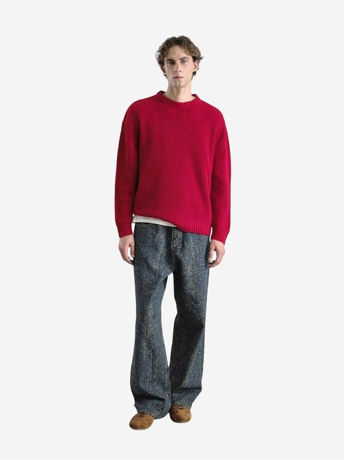 Pull comfort fit en maille côtelée à col rond giesto - Kiabi