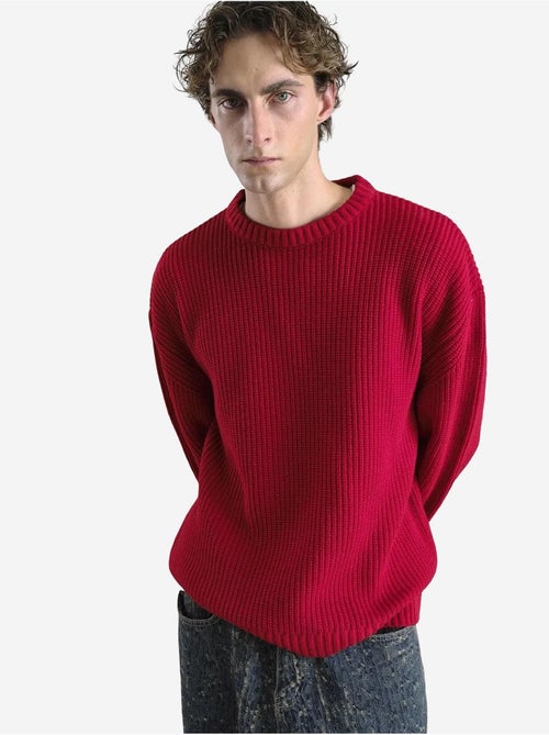 Pull comfort fit en maille côtelée à col rond giesto - Kiabi