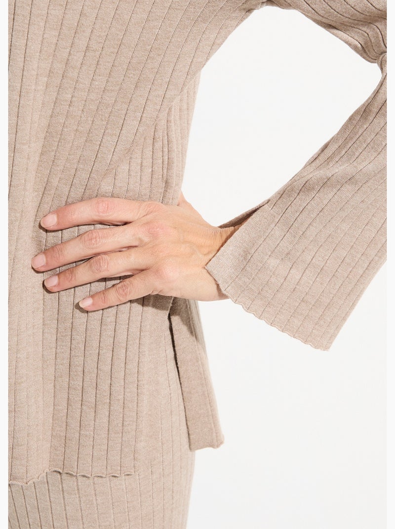Pull confort avec maille cotes plates - AFIBEL Beige - Kiabi