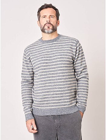 Pull confort homme en maille rayé jacquard 'deeluxe'