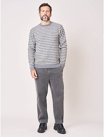 Pull confort homme en maille rayé jacquard 'deeluxe'