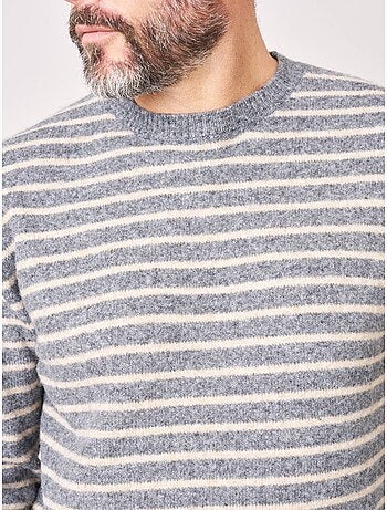 Pull confort homme en maille rayé jacquard 'deeluxe'