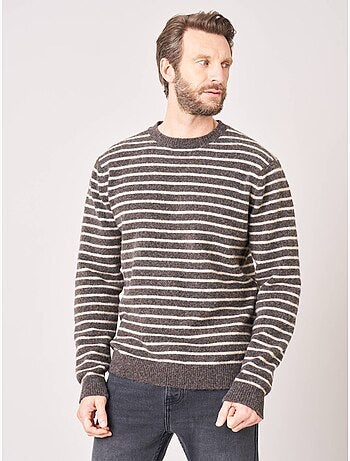 Pull confort homme en maille rayé jacquard 'deeluxe'