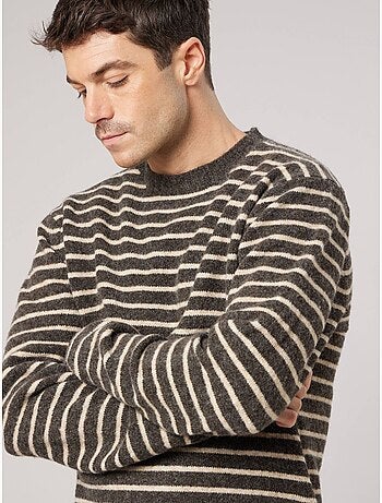 Pull confort homme en maille rayé jacquard 'deeluxe'
