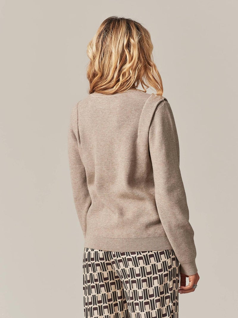 Pull côtelé à col montant pour femme 'Deeluxe' Beige - Kiabi