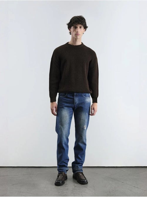 Pull côtelé à col rond comfort fit giesto - Kiabi