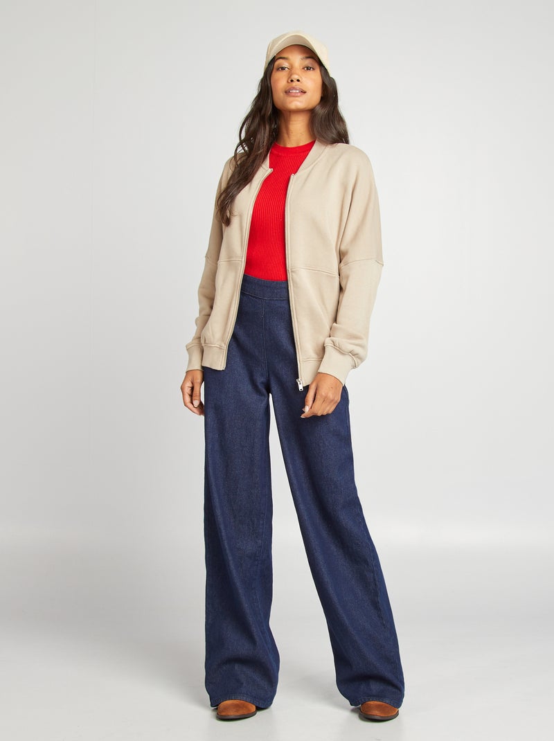 Pull côtelé à col rond Rouge - Kiabi