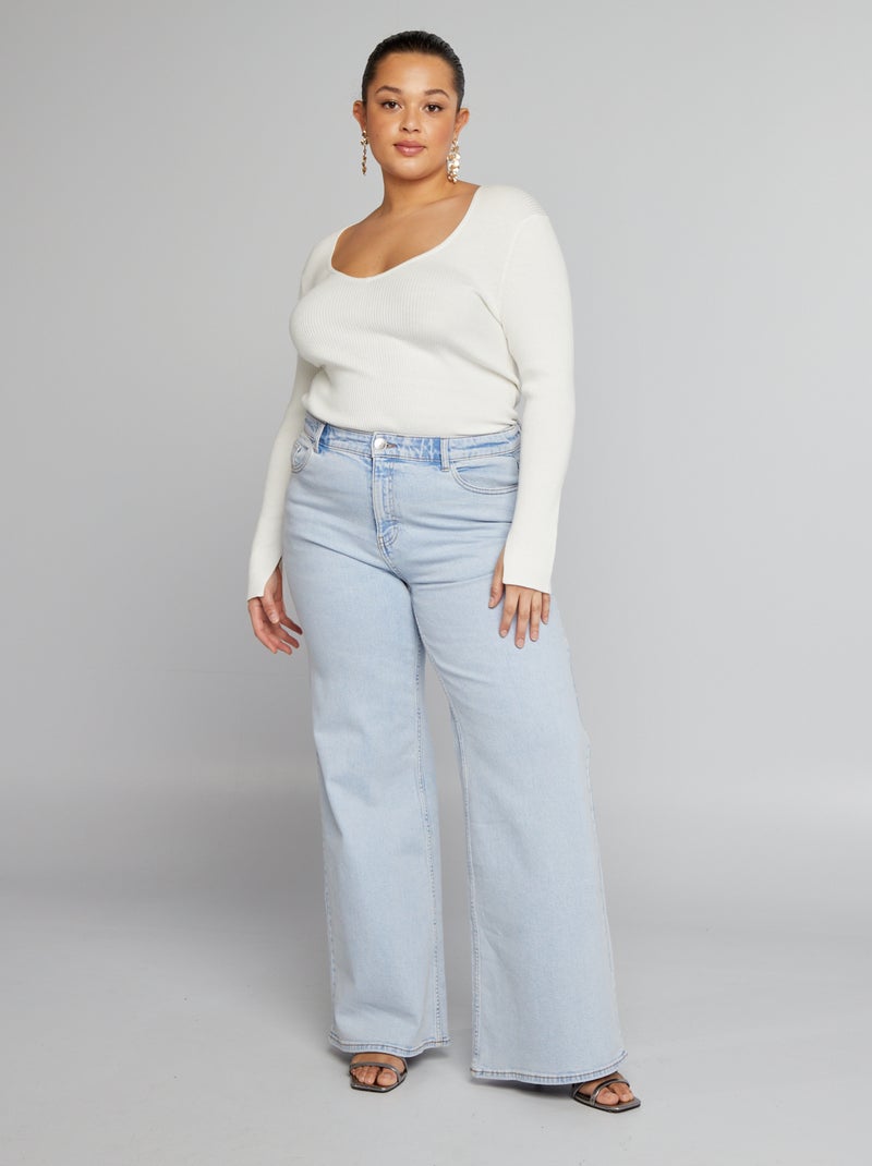 Pull côtelé blanc - Kiabi