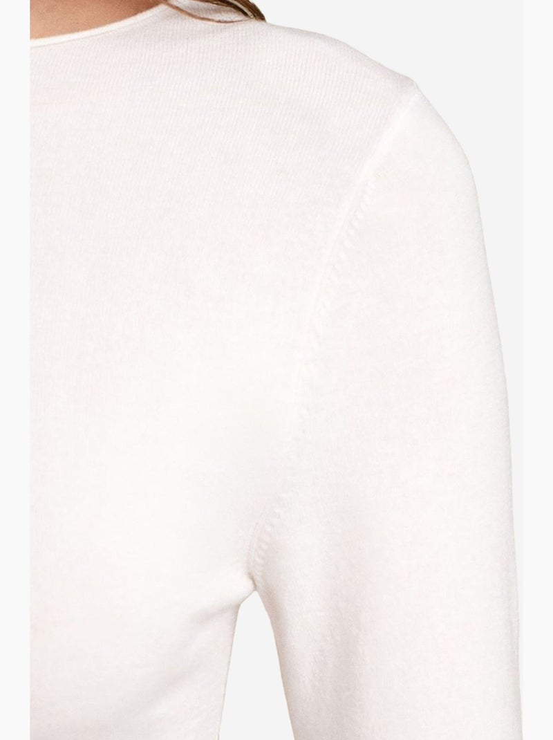 Pull côtelé col bateau dilvin Blanc cassé - Kiabi