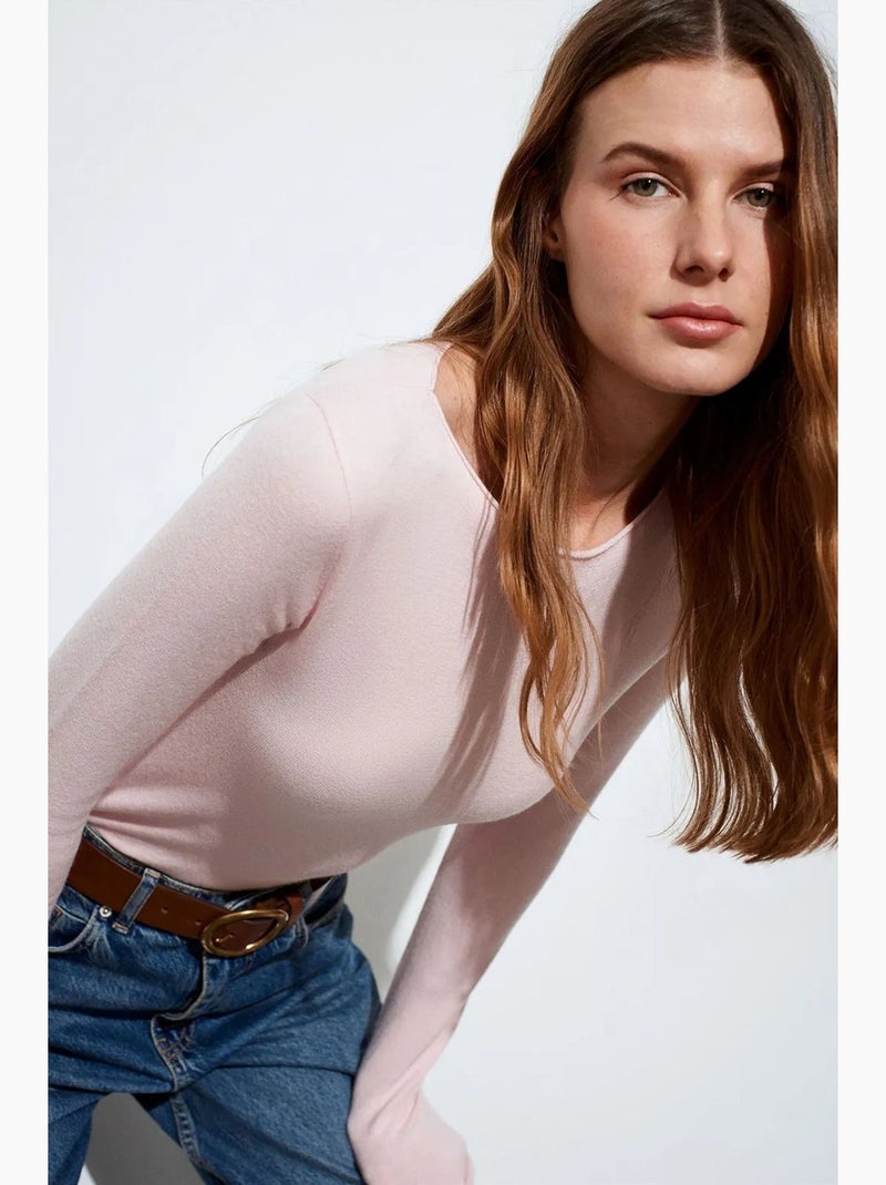Pull côtelé col bateau dilvin Rose dragée - Kiabi
