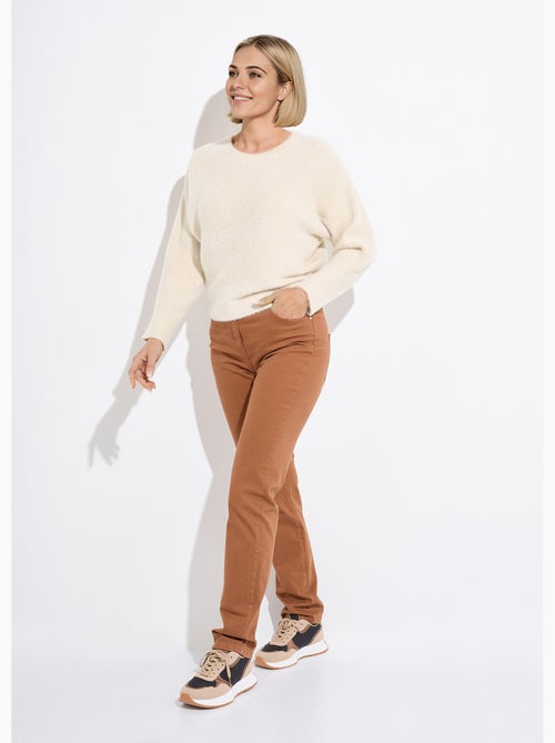 Pull côtelé col rond sans emmanchures boîte - Afibel - Kiabi