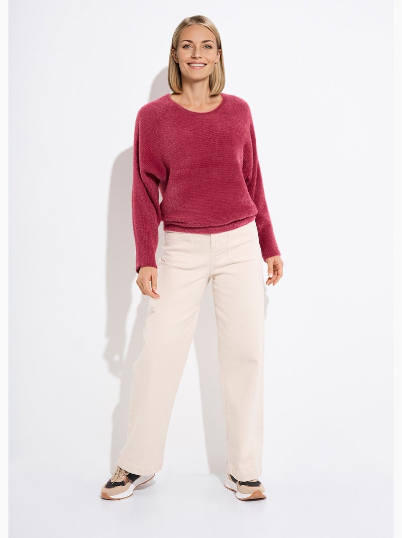 Pull côtelé col rond sans emmanchures boîte Bordeaux - Kiabi