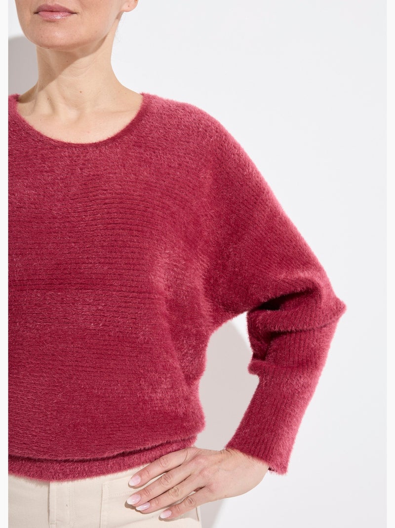 Pull côtelé col rond sans emmanchures boîte Bordeaux - Kiabi