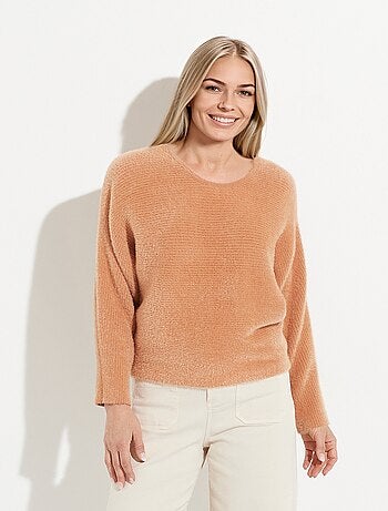 Pull côtelé col rond sans emmanchures boîte