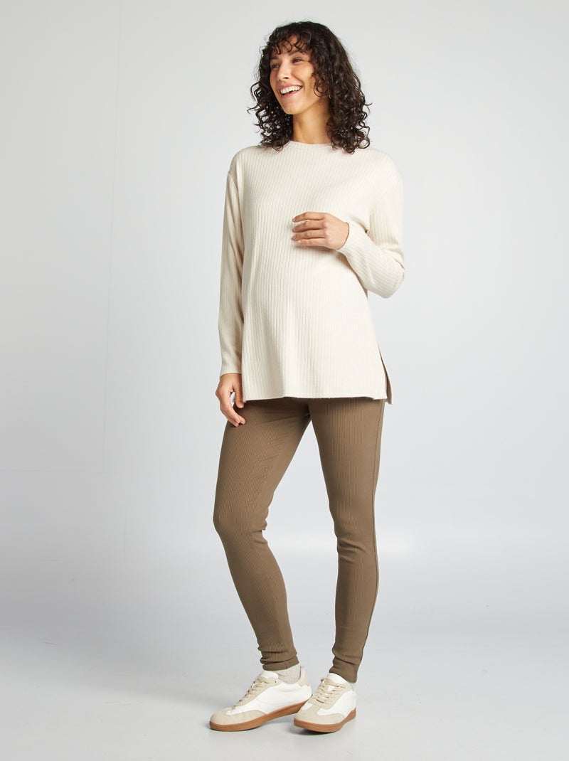 Pull côtelé de maternité Beige clair - Kiabi