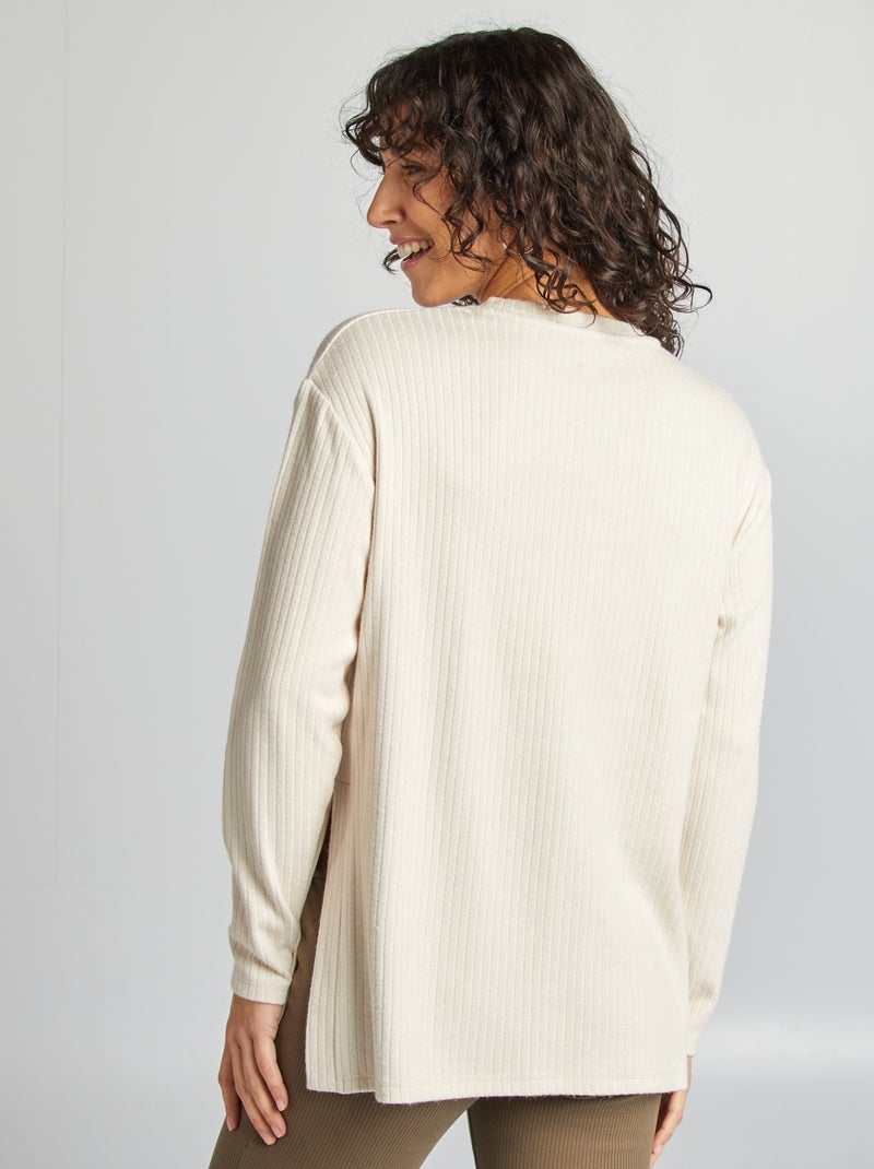 Pull côtelé de maternité Beige clair - Kiabi