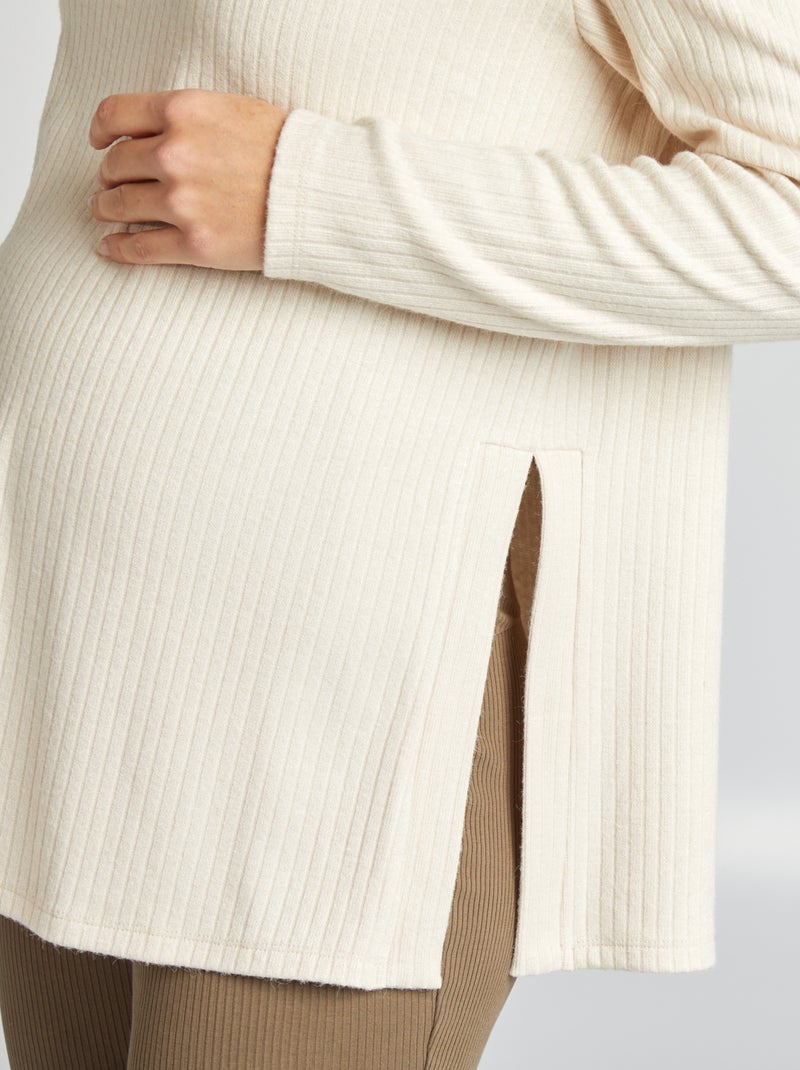 Pull côtelé de maternité Beige clair - Kiabi