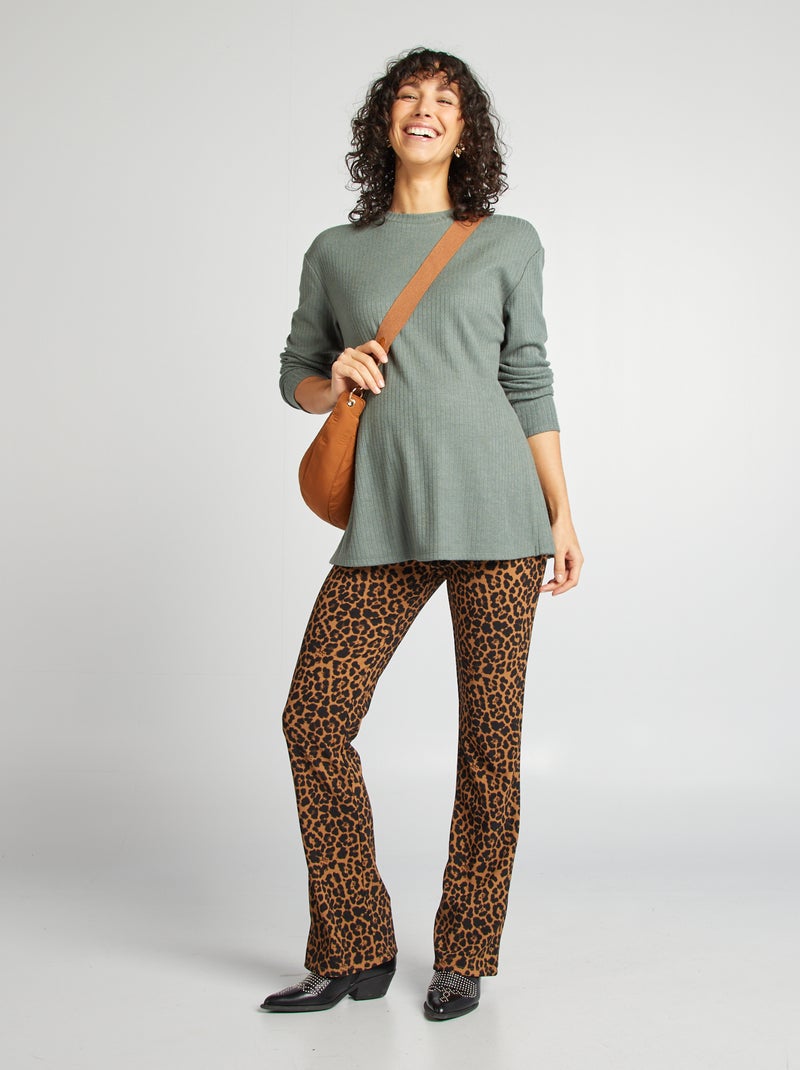 Pull côtelé de maternité Vert - Kiabi