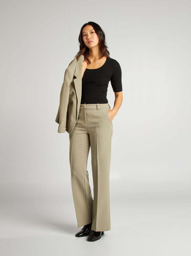 Pull côtelé manches courtes noir - Kiabi