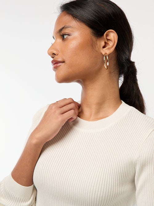 Pull côtelé manches longues - Kiabi