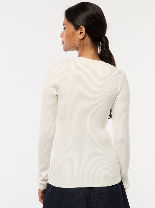 Pull côtelé manches longues - Kiabi