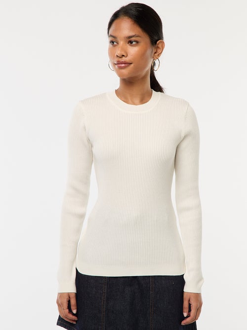 Pull côtelé manches longues - Kiabi