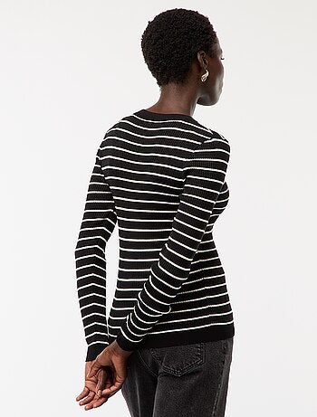 Pull côtelé manches longues