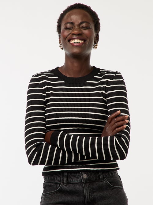 Pull côtelé manches longues - Kiabi