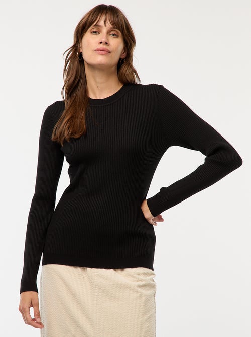 Pull côtelé manches longues - Kiabi