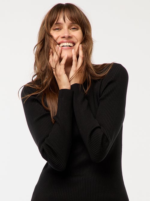 Pull côtelé manches longues - Kiabi