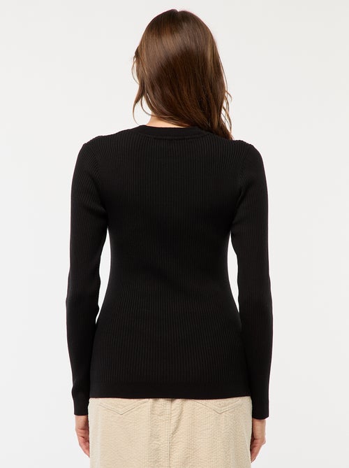 Pull côtelé manches longues - Kiabi