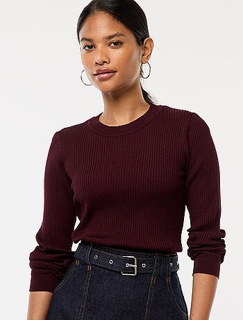 Pull côtelé manches longues