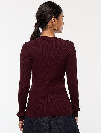 Pull côtelé manches longues