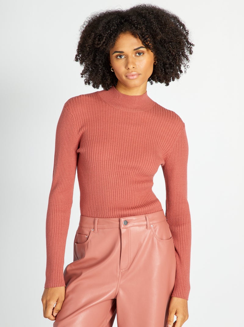 Pull côtelé Rouge - Kiabi