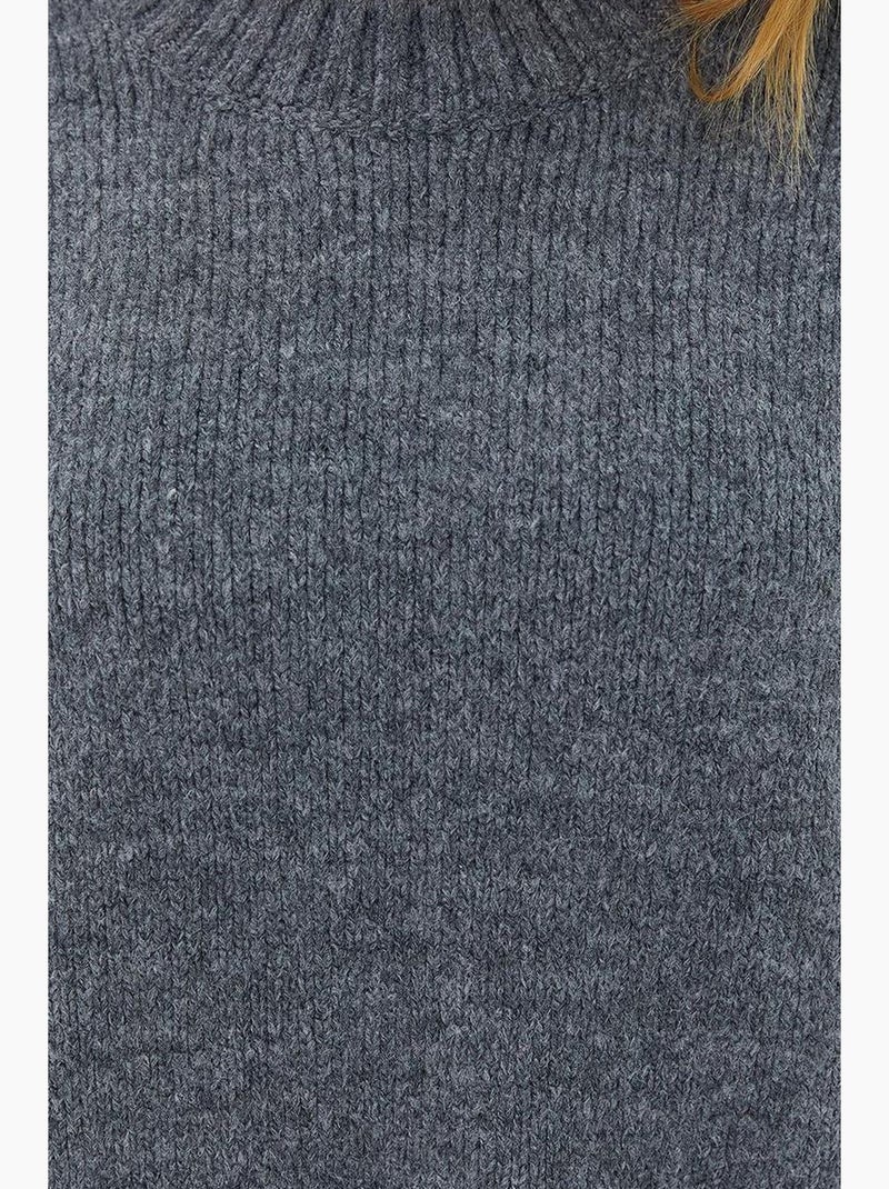 Pull côtelé surdimensionné à col ras du cou mixray Gris foncé - Kiabi