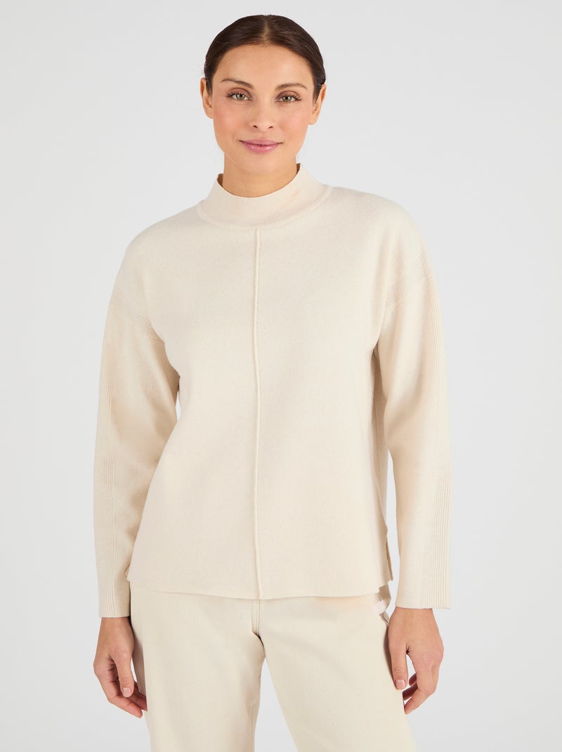 Pull côtelé Thermolactyl - Damart Blanc cassé - Kiabi