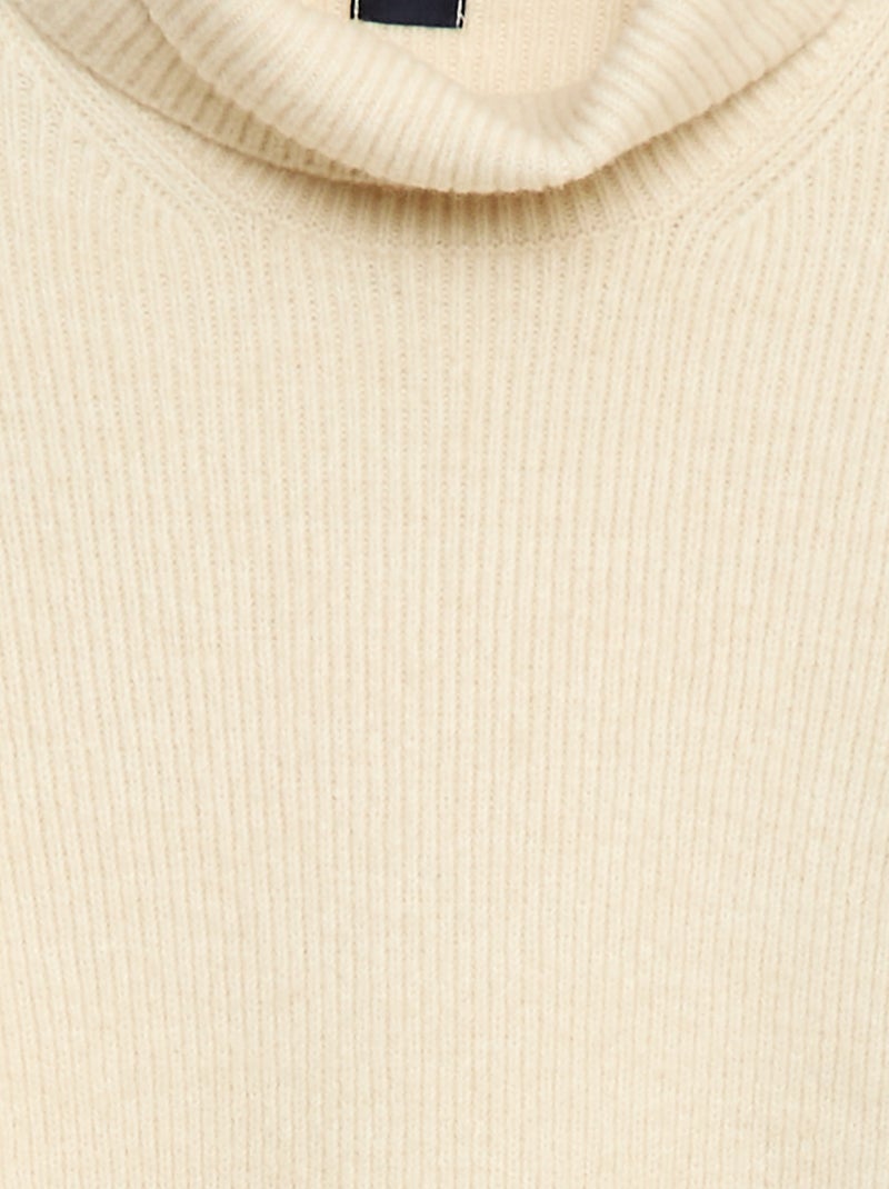 Pull côtelé uni à col roulé Beige - Kiabi