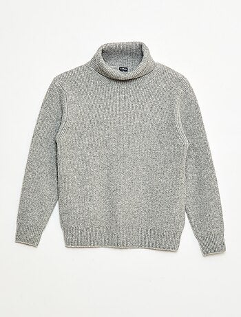 Pull côtelé uni à col roulé