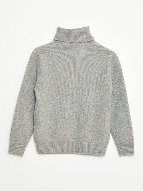 Pull côtelé uni à col roulé - Kiabi